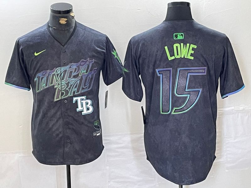 Men Tampa Bay Rays #15 Lowe Black City Edition Nike 2024 MLB Jersey style 5